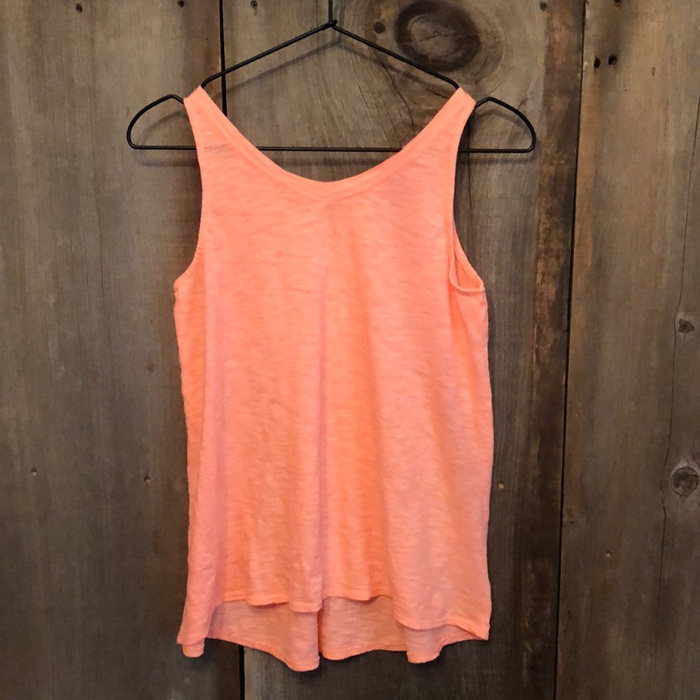 Old Navy Orange V-neck Slub Tank Top Size XL 14 High Low Hemline